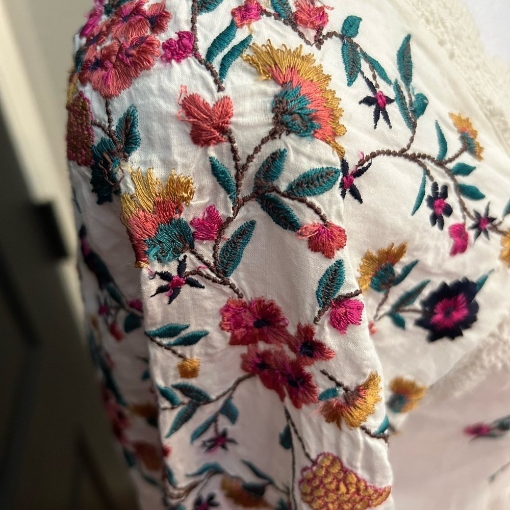 Anthropologie Maeve Sydney Boho Babydoll Peasant Embroidery Tiered Dress Size XS - Picture 7 of 16